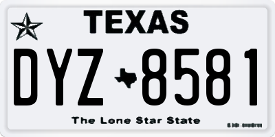TX license plate DYZ8581