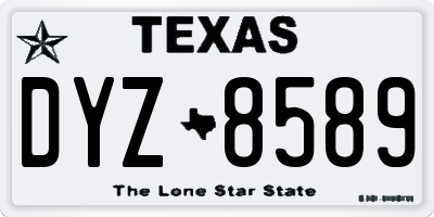 TX license plate DYZ8589