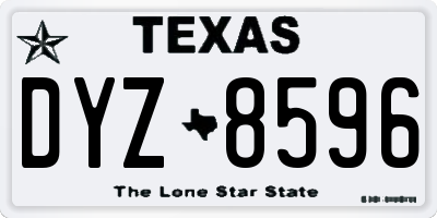 TX license plate DYZ8596