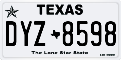 TX license plate DYZ8598