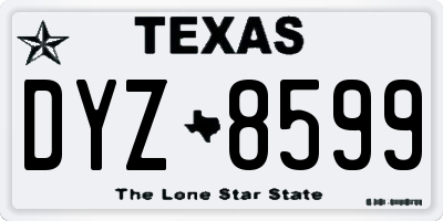 TX license plate DYZ8599