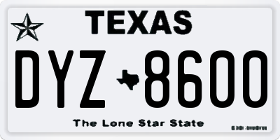 TX license plate DYZ8600