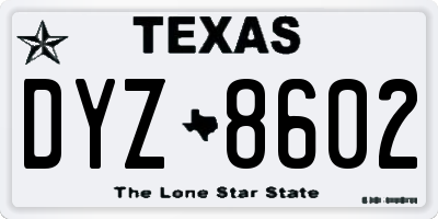 TX license plate DYZ8602