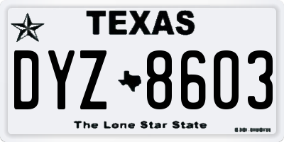 TX license plate DYZ8603