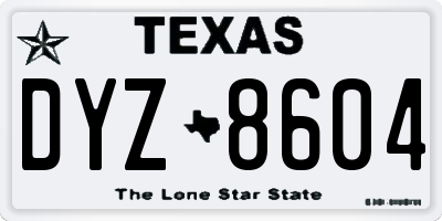 TX license plate DYZ8604