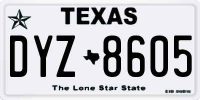 TX license plate DYZ8605
