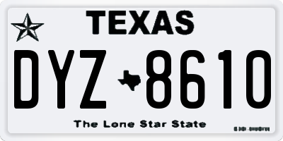 TX license plate DYZ8610