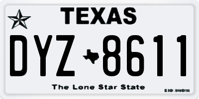 TX license plate DYZ8611