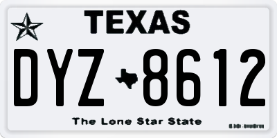 TX license plate DYZ8612