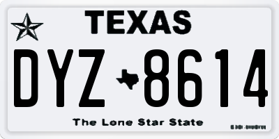 TX license plate DYZ8614
