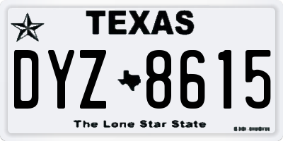 TX license plate DYZ8615