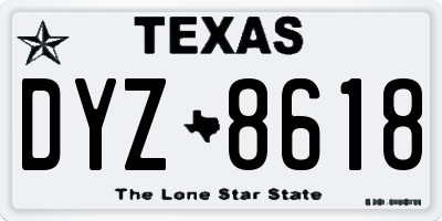 TX license plate DYZ8618