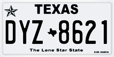 TX license plate DYZ8621