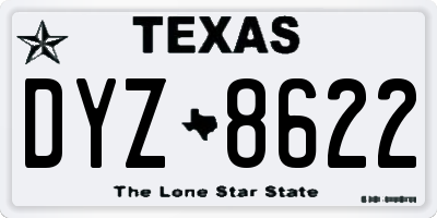 TX license plate DYZ8622