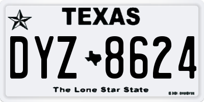 TX license plate DYZ8624