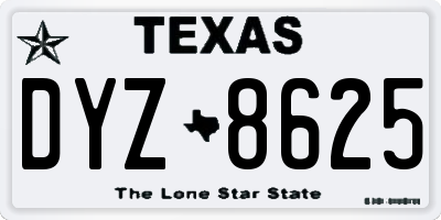 TX license plate DYZ8625