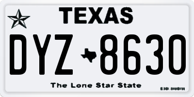 TX license plate DYZ8630