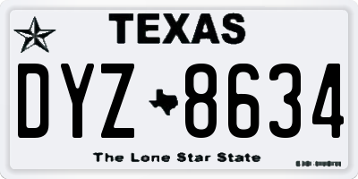 TX license plate DYZ8634