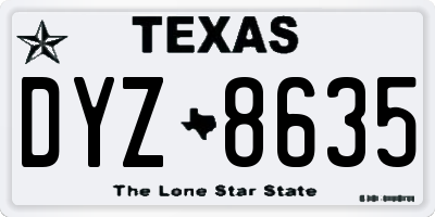 TX license plate DYZ8635