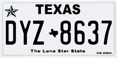 TX license plate DYZ8637