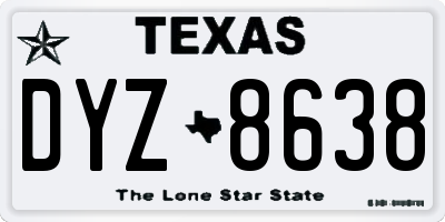 TX license plate DYZ8638