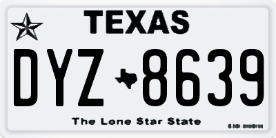 TX license plate DYZ8639