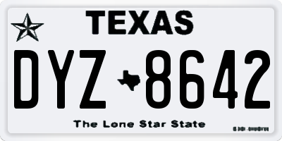TX license plate DYZ8642
