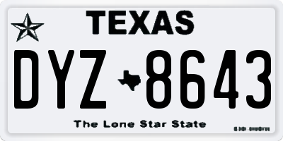 TX license plate DYZ8643