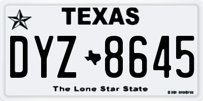 TX license plate DYZ8645