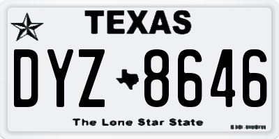 TX license plate DYZ8646