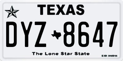 TX license plate DYZ8647