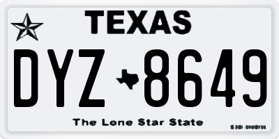 TX license plate DYZ8649