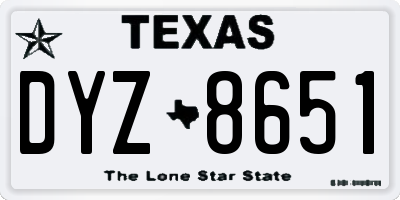 TX license plate DYZ8651