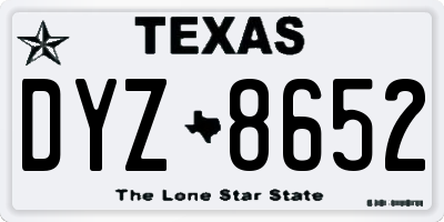 TX license plate DYZ8652