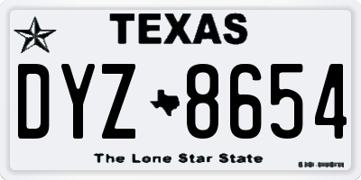 TX license plate DYZ8654