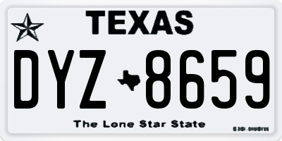 TX license plate DYZ8659