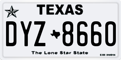 TX license plate DYZ8660