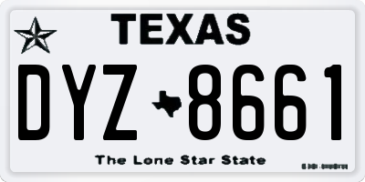 TX license plate DYZ8661
