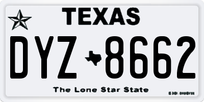 TX license plate DYZ8662