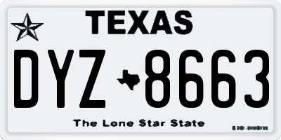 TX license plate DYZ8663