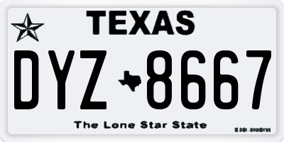 TX license plate DYZ8667