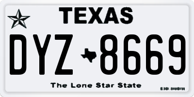 TX license plate DYZ8669
