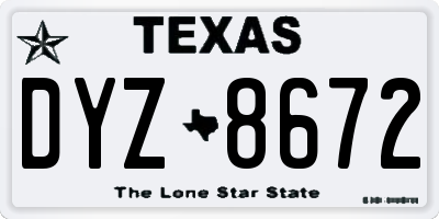 TX license plate DYZ8672