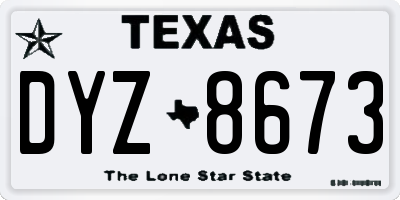 TX license plate DYZ8673