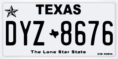 TX license plate DYZ8676