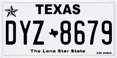 TX license plate DYZ8679