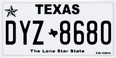 TX license plate DYZ8680