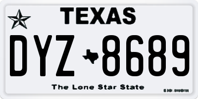 TX license plate DYZ8689