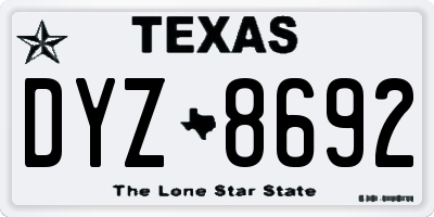 TX license plate DYZ8692