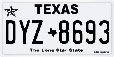 TX license plate DYZ8693